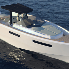 render - motore fuoribordo-Rivellini Design - Evo Center Consolle - Evo CC - sailing render- render di prua